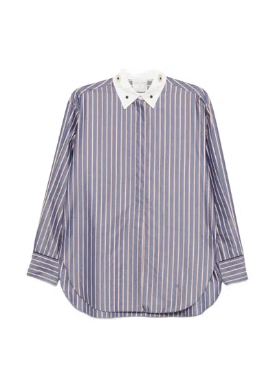Forte Forte Striped Crystal-embellished Shirt In Multi