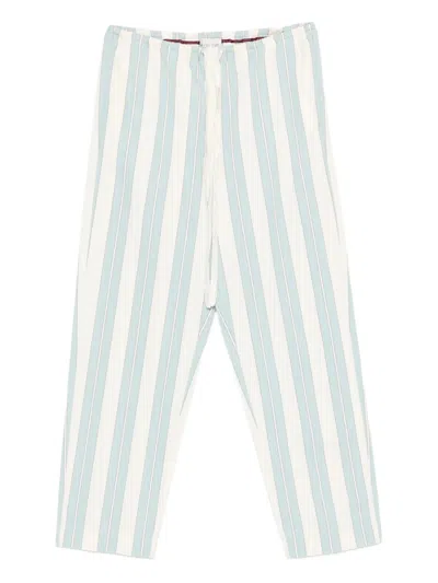 Forte Forte Striped Drawstring Trousers Side And Back Pockets In Blue