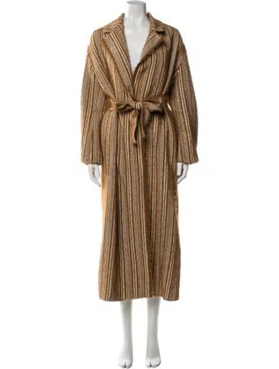 Pre-owned Forte Forte Striped Faux Fur Coat In Brown