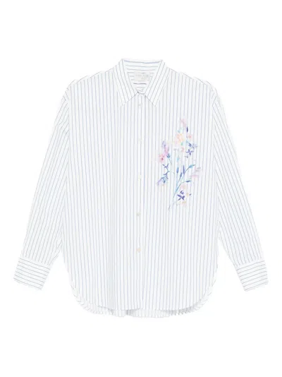 Forte Forte Striped Floral Shirt In White