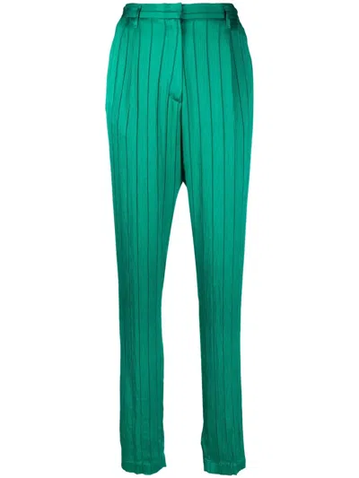 Forte Forte Gestreifte High-waist-hose In Emerald