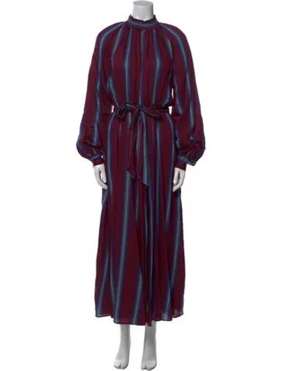 Pre-owned Forte Forte Striped Long Dress In Burgundy