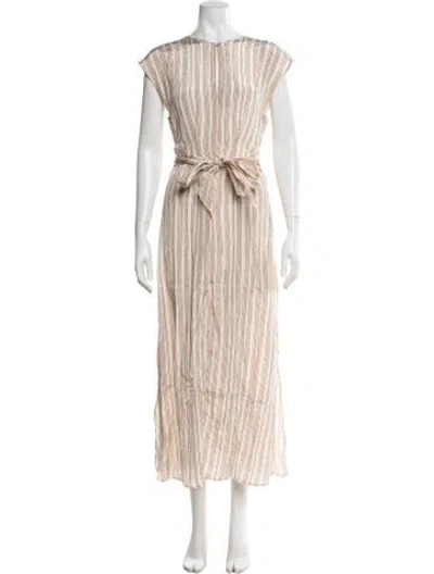 Pre-owned Forte Forte Striped Long Dress W/ Tags In Neutral