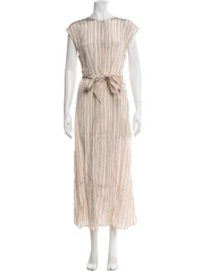 Pre-owned Forte Forte Striped Long Dress W/ Tags In Neutral