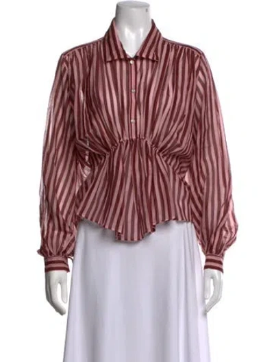 Pre-owned Forte Forte Striped Long Sleeve Blouse In Pink