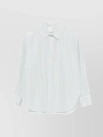 FORTE FORTE STRIPED LONG SLEEVE TOP WITH POINTED COLLAR