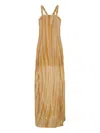 Forte Forte Metallic Long Sleeveless Dress With Square Neck And Criss-crossed Shoulder Straps On The Rear In Tec