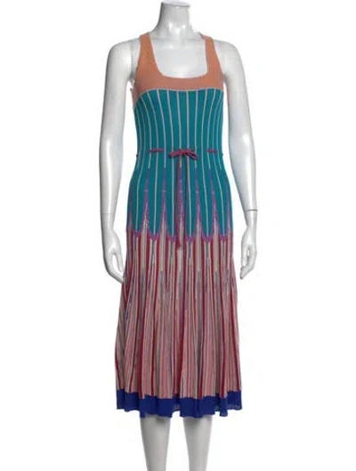 Pre-owned Forte Forte Striped Midi Length Dress In Blue