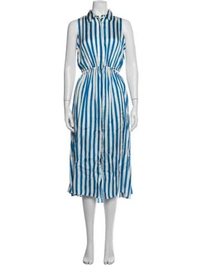 Pre-owned Forte Forte Striped Midi Length Dress In Blue/white