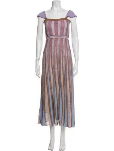 Pre-owned Forte Forte Striped Midi Length Dress In Multicolor