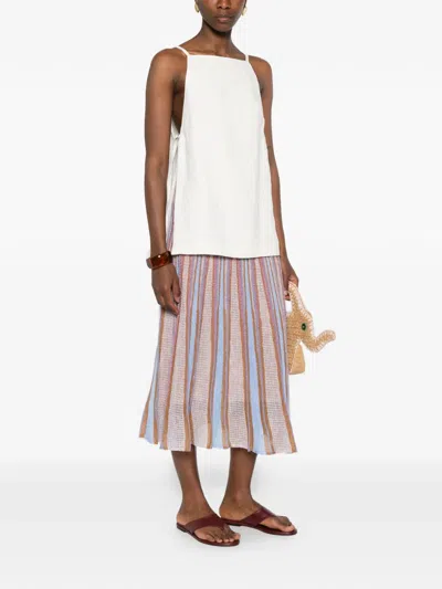 Forte Forte Striped Midi Skirt In Pink