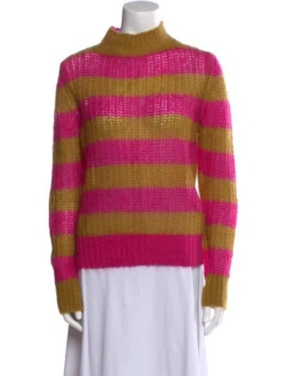 Pre-owned Forte Forte Striped Mock Neck Sweater In Pink
