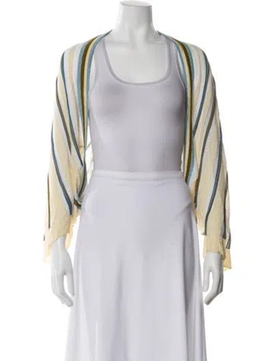 Pre-owned Forte Forte Striped Open Front Sweater In White