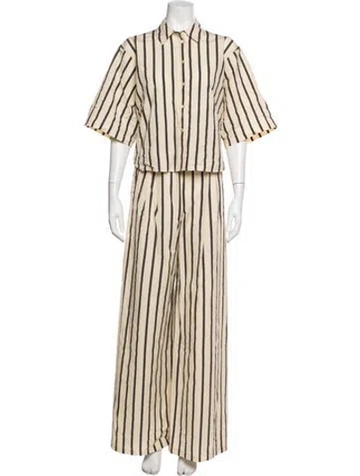 Pre-owned Forte Forte Striped Pleated Accents Pant Set In Neutrals