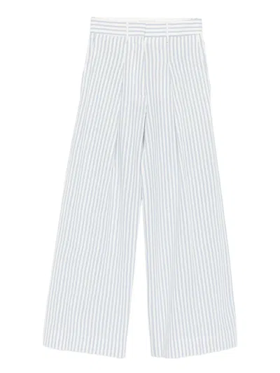 Forte Forte Striped Pleated Trousers In Blue