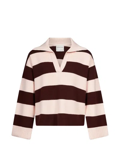 Forte Forte Striped Polo-collar Sweater In Brown