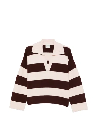 Forte Forte Striped Polo-collar Sweater In Brown