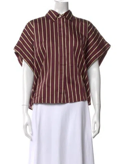 Pre-owned Forte Forte Striped Short Sleeve Top In Multicolor