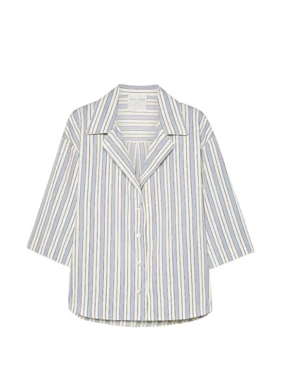 Forte Forte Striped Short-sleeve Shirt In Blue