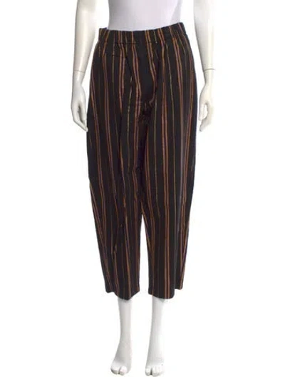 Pre-owned Forte Forte Striped Straight Leg Pants In Black