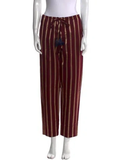 Pre-owned Forte Forte Striped Straight Leg Pants In Burgundy