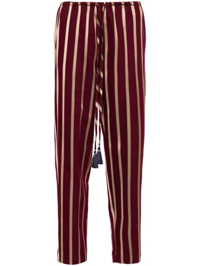 Forte Forte Striped Tapered Trousers In Red