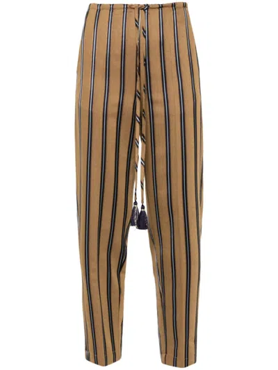 Forte Forte Striped Tapered Trousers In Neutrals