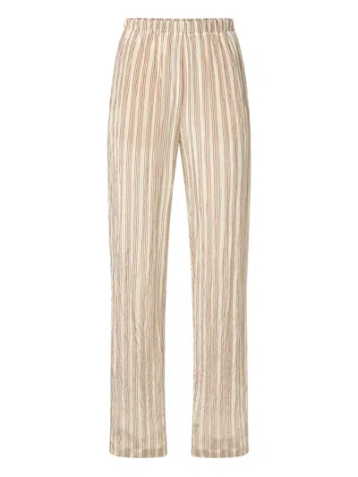Forte Forte Striped Trousers In Neutral