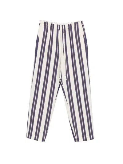 Forte Forte Drawstring Trousers Side Pocket Vertical Stripes In Blue