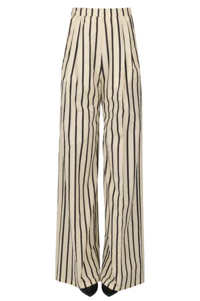 Forte Forte Striped Trousers In Neutral