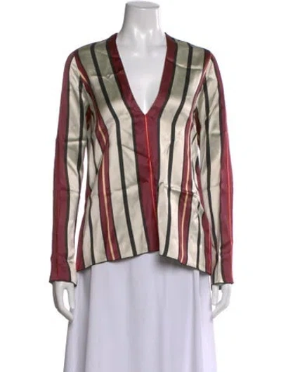 Pre-owned Forte Forte Striped V-neck Blouse In Multi