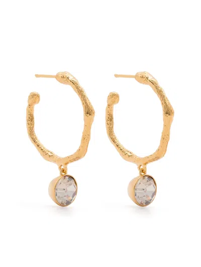 Forte Forte Strong Hoop Erarrings With Strass Pendent In Beige
