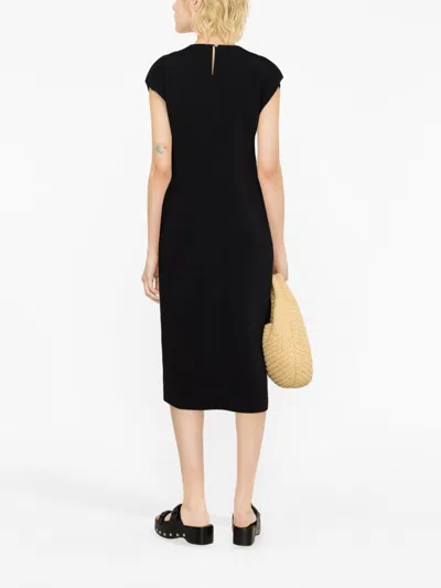 Forte Forte Strong Strong Cracks Cady Sheath Dress In Black