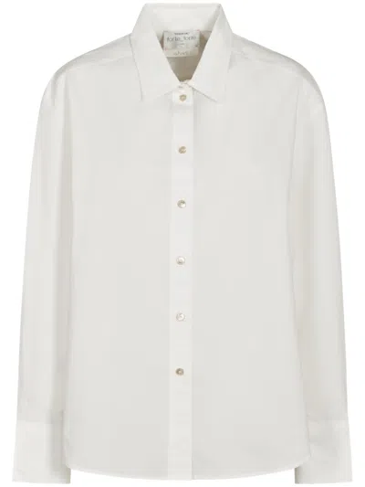 FORTE FORTE FORTE FORTE STRUCTURED WHITE SHIRT WITH BUTTON-DOWN FRONT