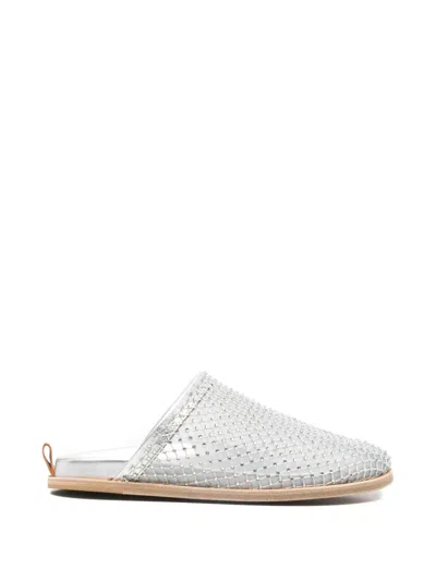 Forte Forte Studded Woven Mules In Silver