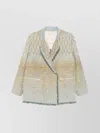 Forte Forte Textured Jacquard Blazer With Notched Lapel And Frayed Edges In Neutral