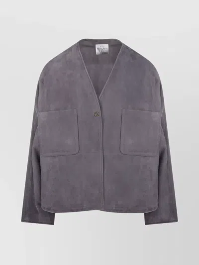 Forte Forte Suede Kimono Jacket Long Sleeves In Gray