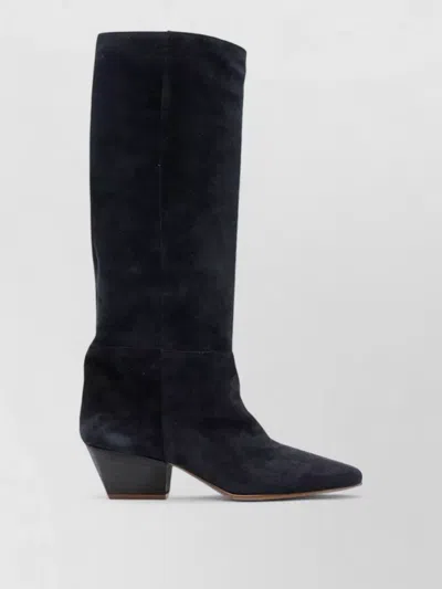 Forte Forte Suede Leather Boots Block Heel Knee Length In Black