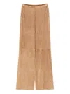 Forte Forte Light Suede Wide-leg Trousers With High Waist And Seam Detailing In Brown