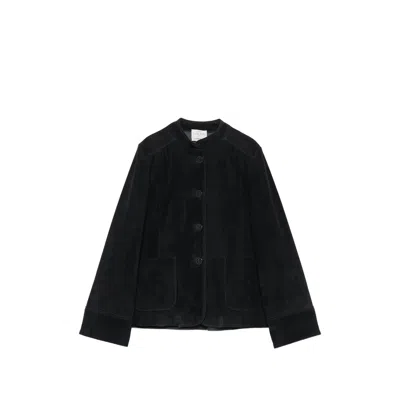 Forte Forte Suede Mandarin-collar Jacket In Black