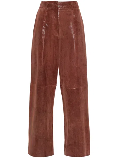 Forte Forte Suede Straight Trousers In Brown