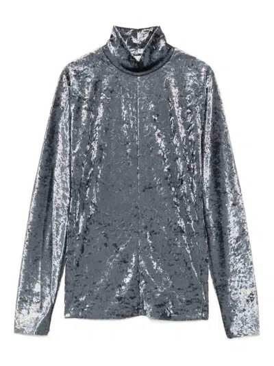 Forte Forte Velvet Turtle-neck Sweater In Gray