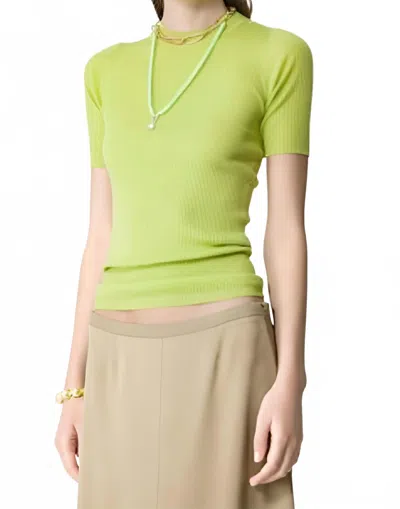 Forte Forte Superfine Merinos Ribbed Half Sleeve Sweater In Reflex In Green