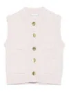 Forte Forte Ribbed Knit Vest With Metallic Button Closure In Pink