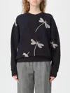 Forte Forte Crewneck Cotton Sweatshirt With Voila Une Fleur Embroidery In Black