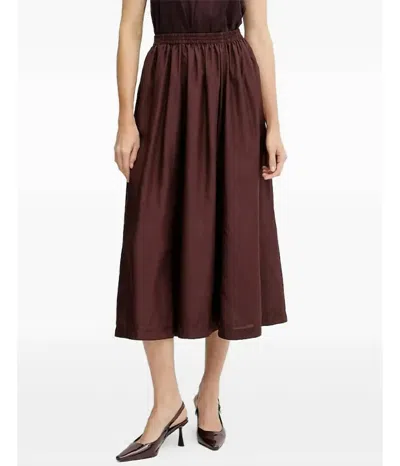 Forte Forte Taffeta Midi Skirt In Chocolate In Burgundy