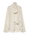 Forte Forte Taffeta Shirt With A Striped Pattern And Detachable Bow Detail In White