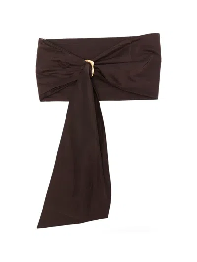 Forte Forte Taffettas Jewel Buckle Belt In Brown