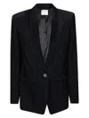 Forte Forte Tailored Black Acetate Jacket With Notched Lapels And Single-button Closure In Black