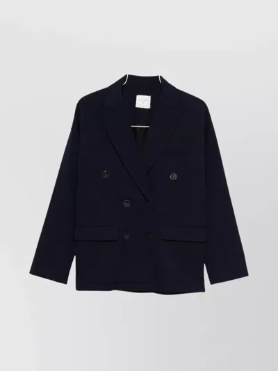 Forte Forte Tailored Double-breasted Jacket Featuring Flap Pockets In Black